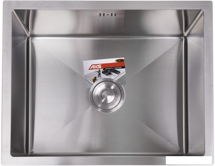 Кухонная мойка AKS Прямоугольная 57x46 (сатин никель) - фото