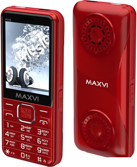 Кнопочный телефон Maxvi P110 (красный) - фото