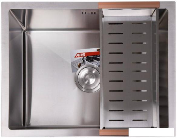 Кухонная мойка AKS Прямоугольная 57x46 (сатин никель) - фото