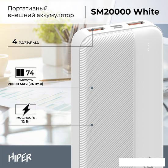 Внешний аккумулятор Hiper SM20000 20000mAh (белый) - фото