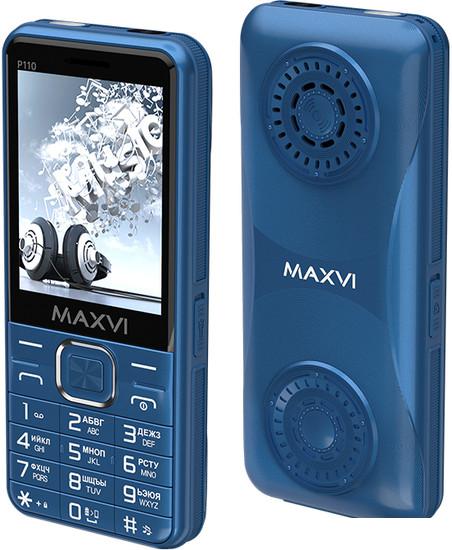 Кнопочный телефон Maxvi P110 (синий) - фото