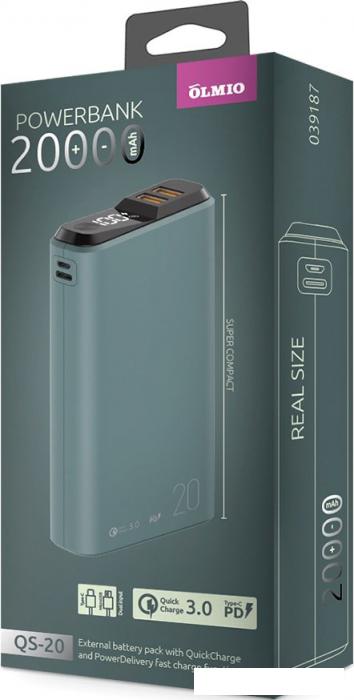 Внешний аккумулятор Olmio QS-20 20000mAh (мурена) - фото