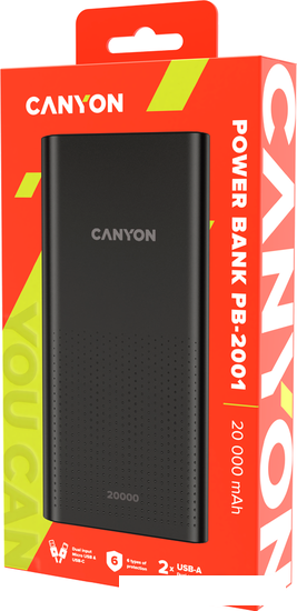 Внешний аккумулятор Canyon CNE-CPB2001B 20000mAh (черный) - фото