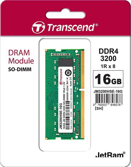 Оперативная память Transcend JetRam 32GB DDR4 SODIMM PC4-25600 JM3200HSE-32G - фото