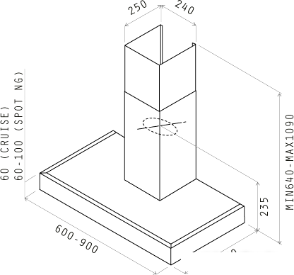 Кухонная вытяжка Elica SPOT NG H6 IX/A/90 - фото