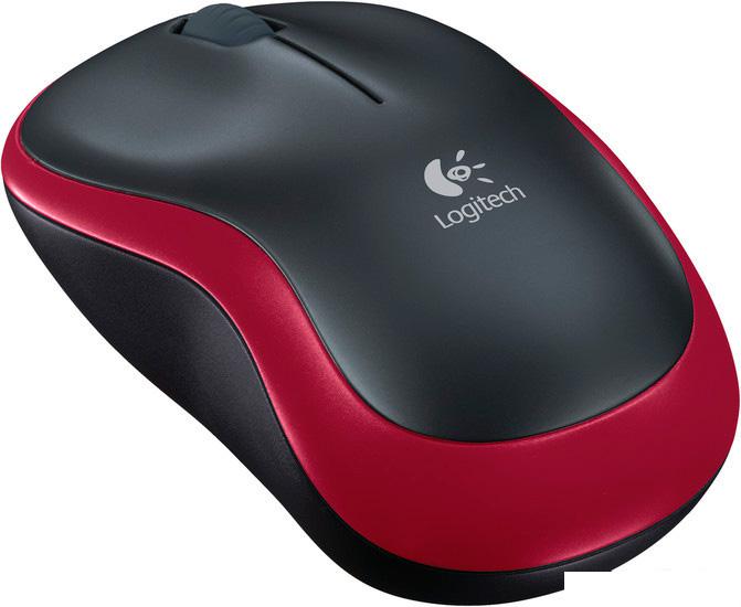 Мышь Logitech M185 (черный/красный) - фото