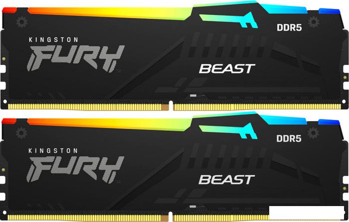 Оперативная память Kingston FURY Beast RGB 2x32ГБ DDR5 4800МГц KF548C38BBAK2-64 - фото