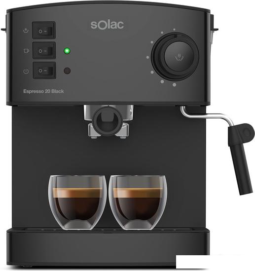Рожковая помповая кофеварка Solac Espresso 20 Bar (черный) - фото
