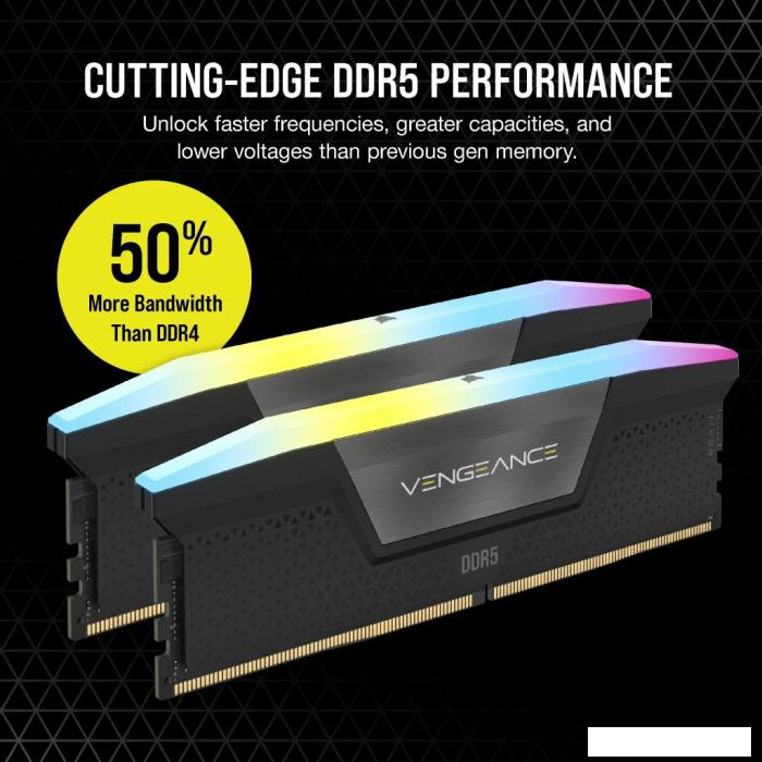 Оперативная память Corsair Vengeance RGB 2x16ГБ DDR5 6400 МГц CMH32GX5M2B6400C36 - фото