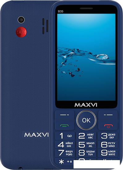 Кнопочный телефон Maxvi B35 (синий) - фото