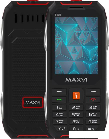 Кнопочный телефон Maxvi T101 (красный) - фото