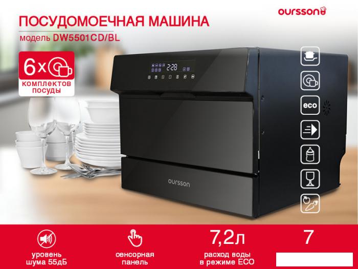 Настольная посудомоечная машина Oursson DW5501CD/BL - фото