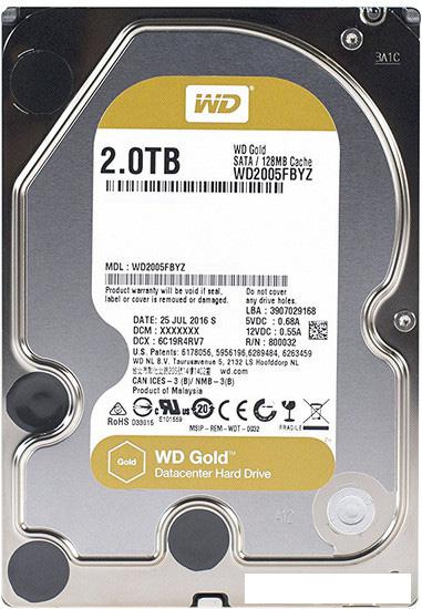 Жесткий диск WD Gold 2TB [WD2005FBYZ] - фото