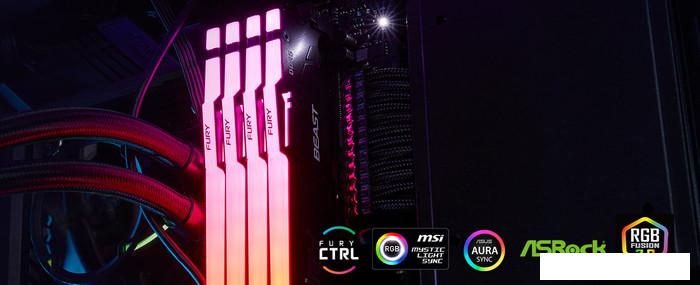 Оперативная память Kingston FURY Beast RGB 2x32ГБ DDR5 4800МГц KF548C38BBAK2-64 - фото