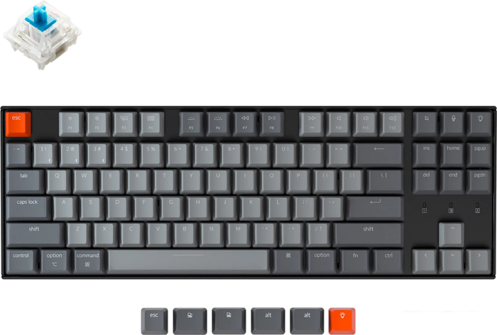 Клавиатура Keychron K8 White LED K8-G2 (Gateron G Pro Blue, нет кириллицы) - фото