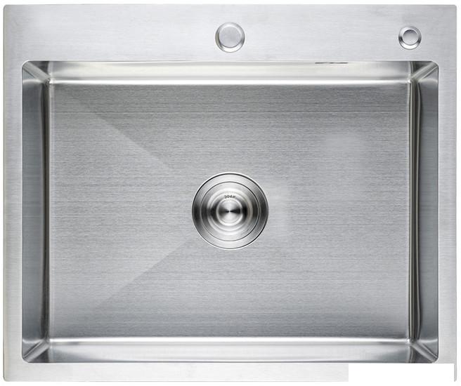 Кухонная мойка AKS Прямоугольная 60x50 (сатин никель) - фото