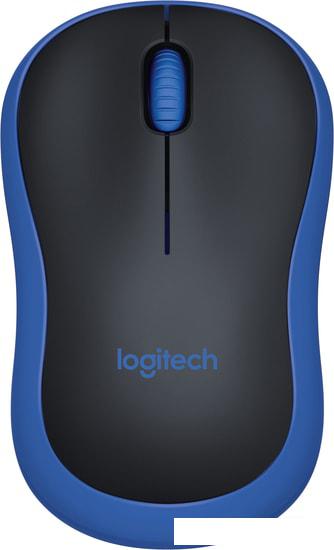 Мышь Logitech M185 (черный/синий) - фото