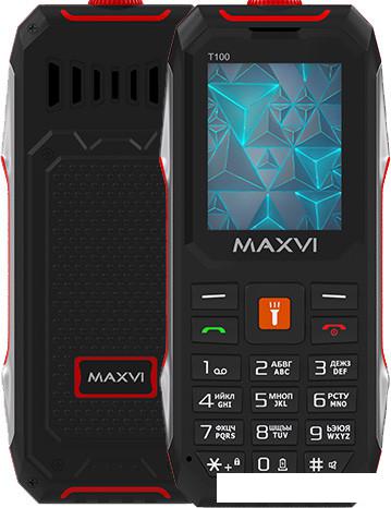 Кнопочный телефон Maxvi T100 (красный) - фото