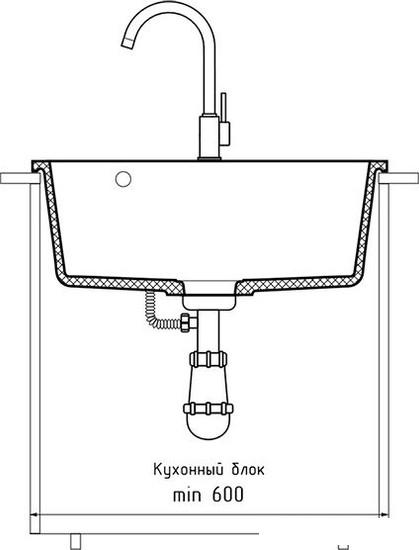 Кухонная мойка GranFest QUARZ GF-UR-658 (черный) - фото