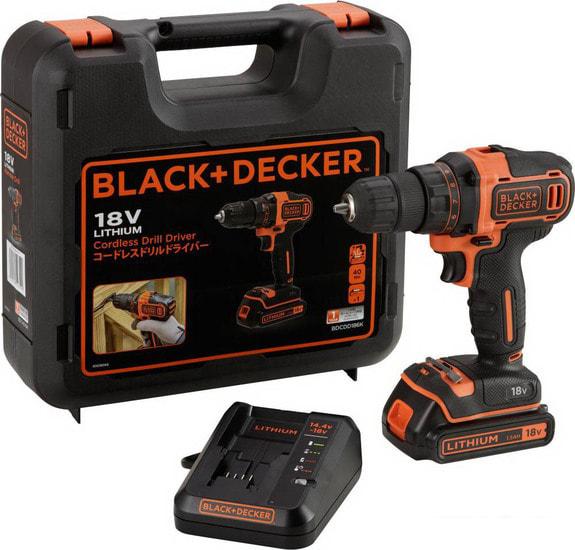 Дрель-шуруповерт Black & Decker BDCDD186K1B (с 2-мя АКБ) - фото