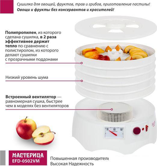 Сушилка для овощей и фруктов Мастерица EFD-0502VM (5 поддонов и 1 поддон для пастилы) - фото