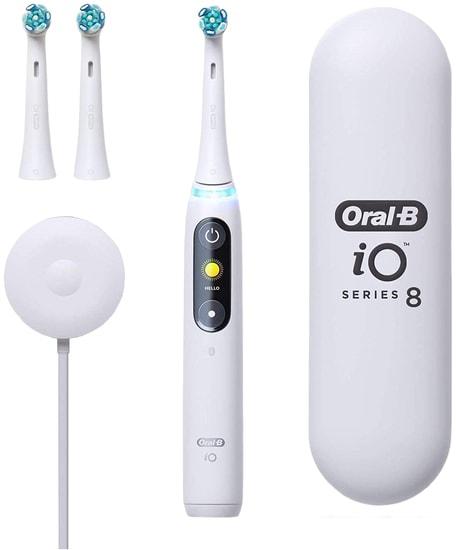 Электрическая зубная щетка Oral-B iO 8 (белый, 3 насадки) - фото