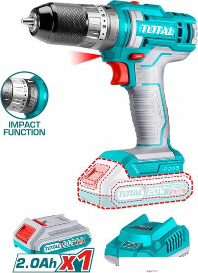 Ударная дрель-шуруповерт Total THKTHP11652 (с 1-м АКБ, кейс, набор оснастки) - фото