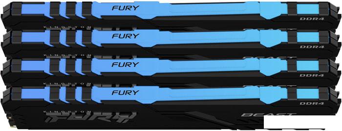 Оперативная память Kingston FURY Beast RGB 4x32GB DDR4 PC4-21300 KF426C16BBAK4/128 - фото