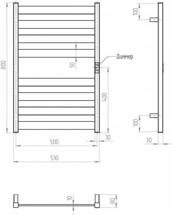 Полотенцесушитель Двин G Plaza Neo 80x50 (черный матовый) - фото