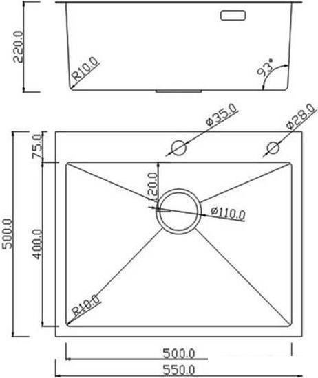 Кухонная мойка Roxen Simple 560220-55 - фото