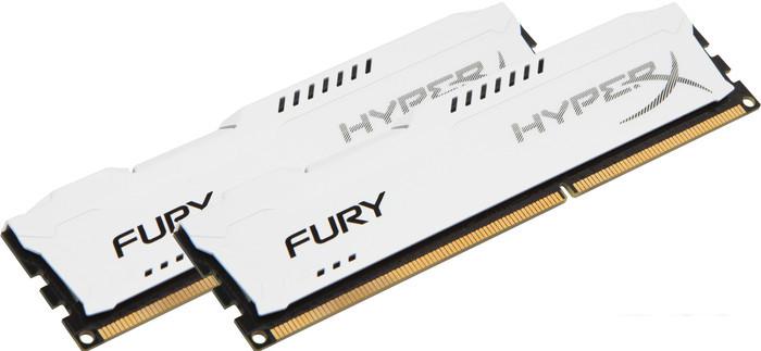 Оперативная память HyperX Fury White 2x4GB KIT DDR3 PC3-12800 HX316C10FWK2/8 - фото