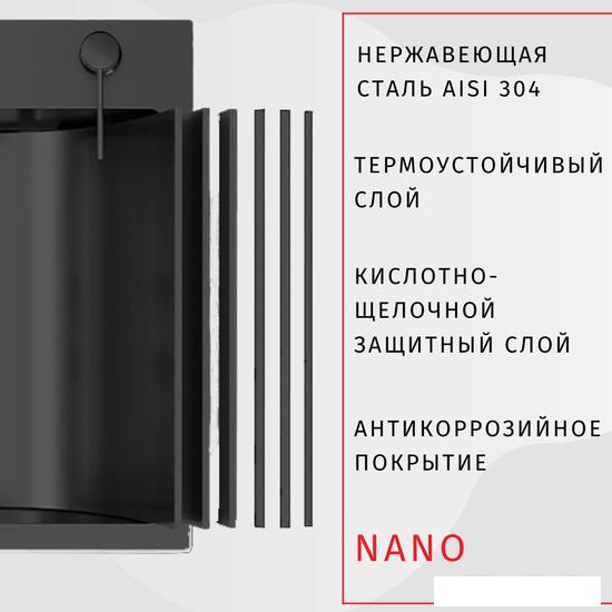 Кухонная мойка ARFEKA AF 520*490 Black PVD Nano - фото