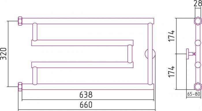 Полотенцесушитель Сунержа High-Tech model G 320x650 00-4051-3265 - фото