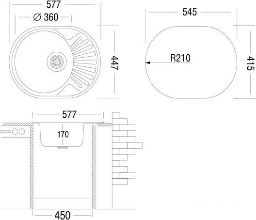 Кухонная мойка Ukinox FAD577.447-T6K 2L - фото