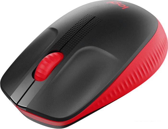 Мышь Logitech M190 (черный/красный) - фото