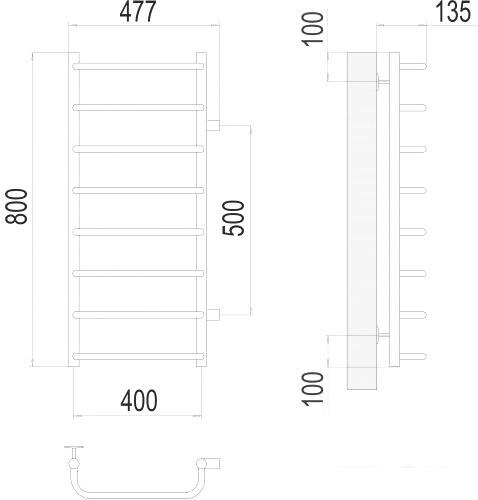 Полотенцесушитель TERMINUS Стандарт П8 400x800 бп 500 - фото