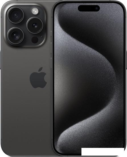 Смартфон Apple iPhone 15 Pro 128GB (черный титан) - фото