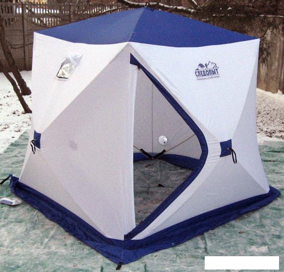 Палатка для зимней рыбалки Следопыт КУБ 3 Эконом (белый/синий) - фото