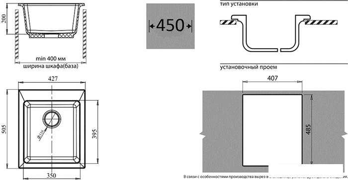 Кухонная мойка GranFest Practic GF-P505 (черный) - фото