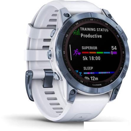 Умные часы Garmin Fenix 7 Sapphire Solar 47 мм (голубой минерал/белый камень) - фото