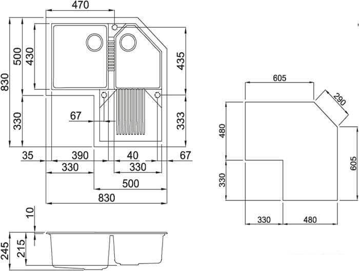 Кухонная мойка Elleci Tekno Corner Bianco Titano G68 - фото