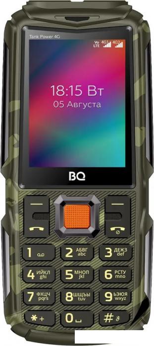 Кнопочный телефон BQ BQ-2410L Tank Power 4G (зеленый камуфляж) - фото