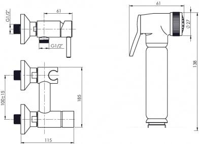 Смеситель Rubineta Bide Onyx 625116 - фото