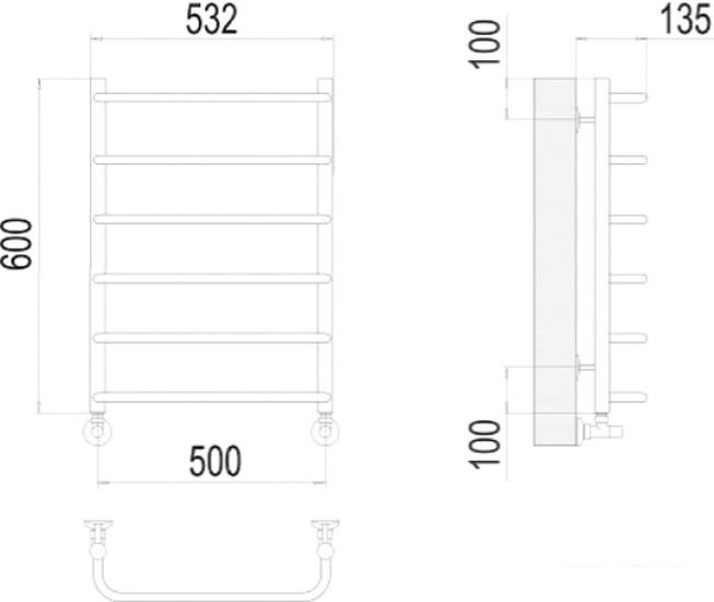 Полотенцесушитель TERMINUS Стандарт П6 500x600 нп - фото