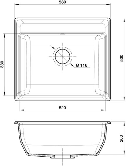 Кухонная мойка GranFest GF-V-580 (графит) - фото