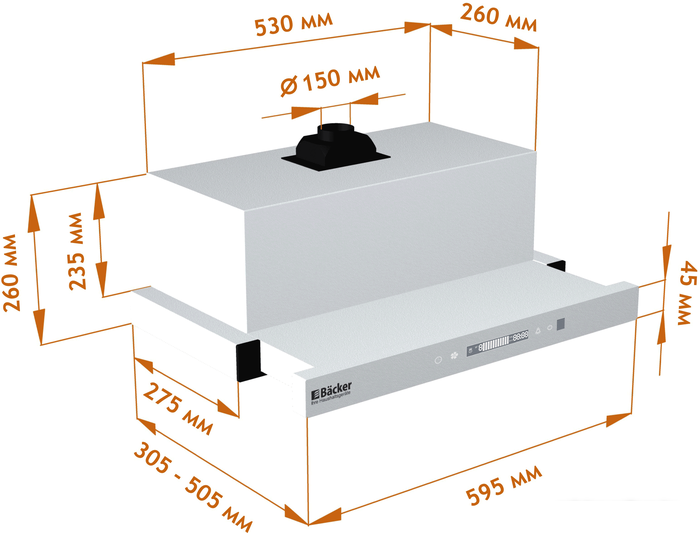 Кухонная вытяжка Backer TH60CL-15F1K-Shiny White MC - фото