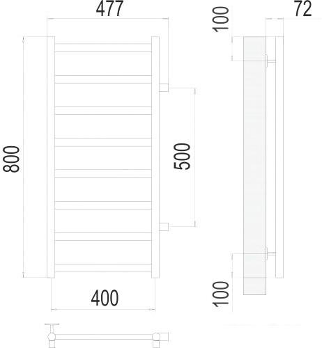 Полотенцесушитель TERMINUS Аврора П8 400x800 бп 500 (хром) - фото