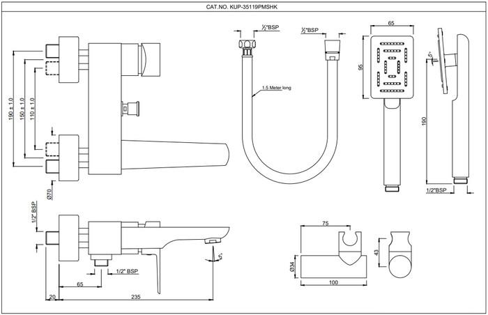 Смеситель Jaquar Kubix Prime KUP-CHR-35119PMSHK - фото