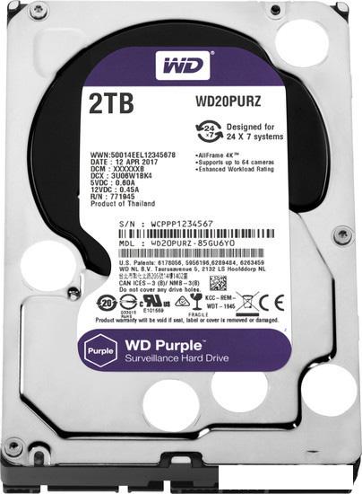 Жесткий диск WD Purple 2TB [WD20PURZ] - фото