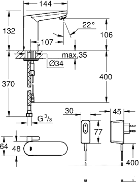 Смеситель Grohe Eurosmart Cosmopolitan E 36325001 - фото